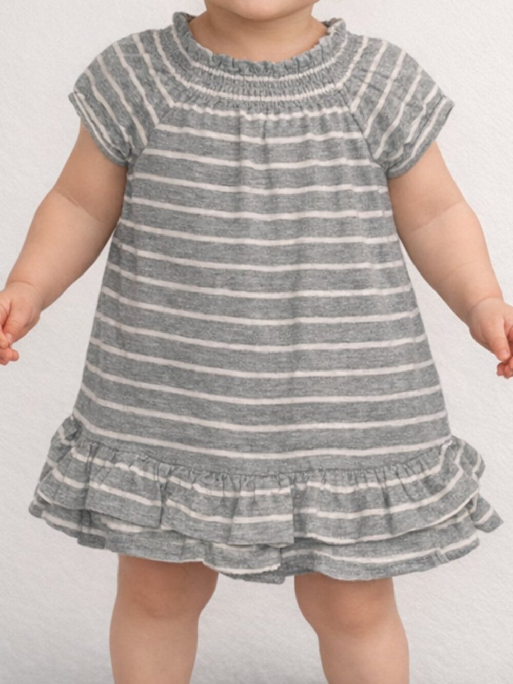 NWT Baby Gap Short Sleeve Dress Gray Pink Stripes size 18-24 months